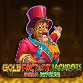 Gold Factory Jackpots Mega Moolah online game logo by Aurum Signature Studios on caseacasinoo.de